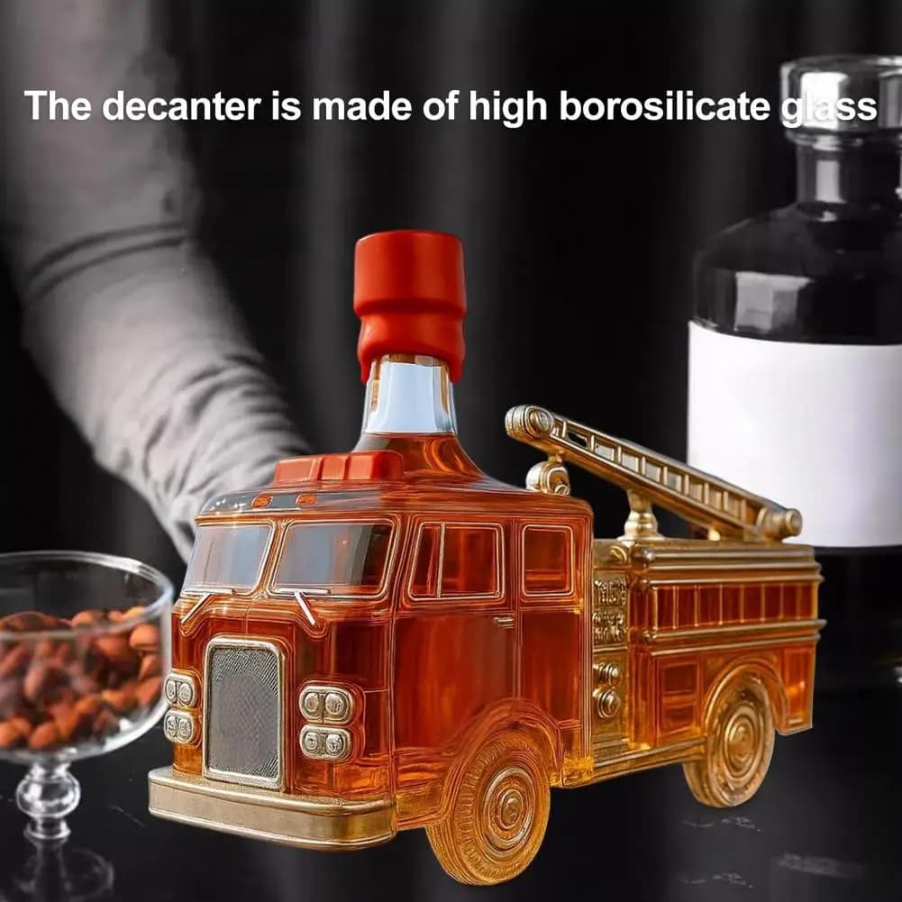 Wine Bottle Aerator Stopper Set Fire Truck Whisky Decanter 354ml High Borosilicate Glass Liquor Dispenser Bourbon Collector’s