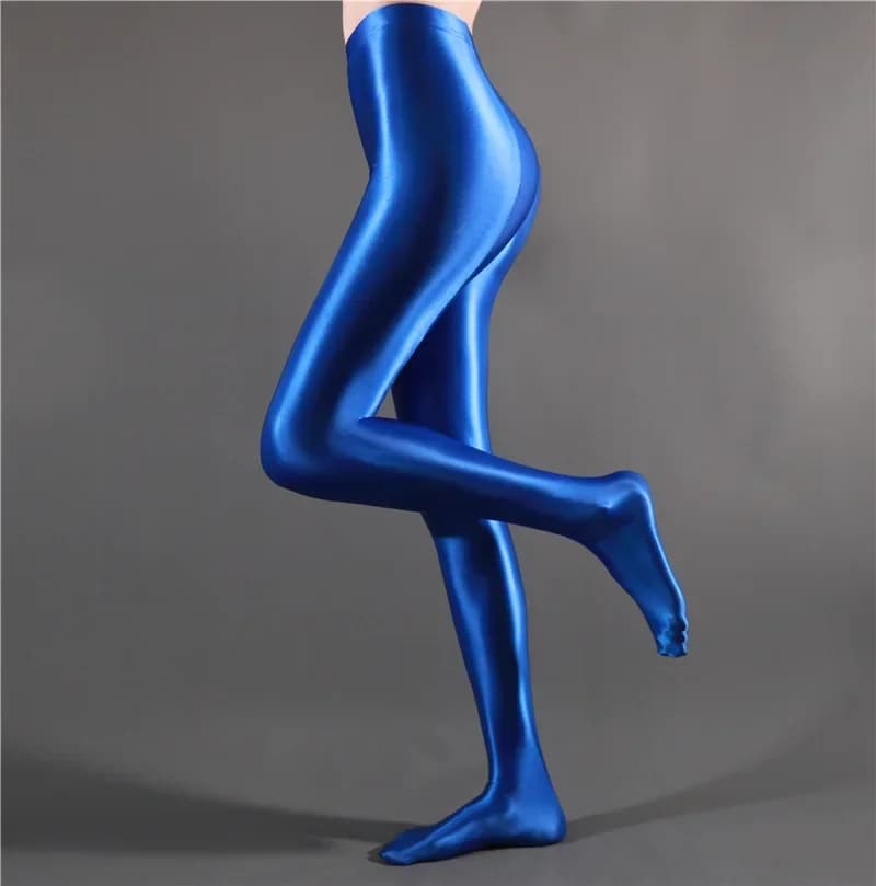 Leggings skinny elastici da donna Pantaloni a matita Pantaloni slim Gloss Shiny Yoga Pantaloni alti Calze effetto bagnato Collant attillato