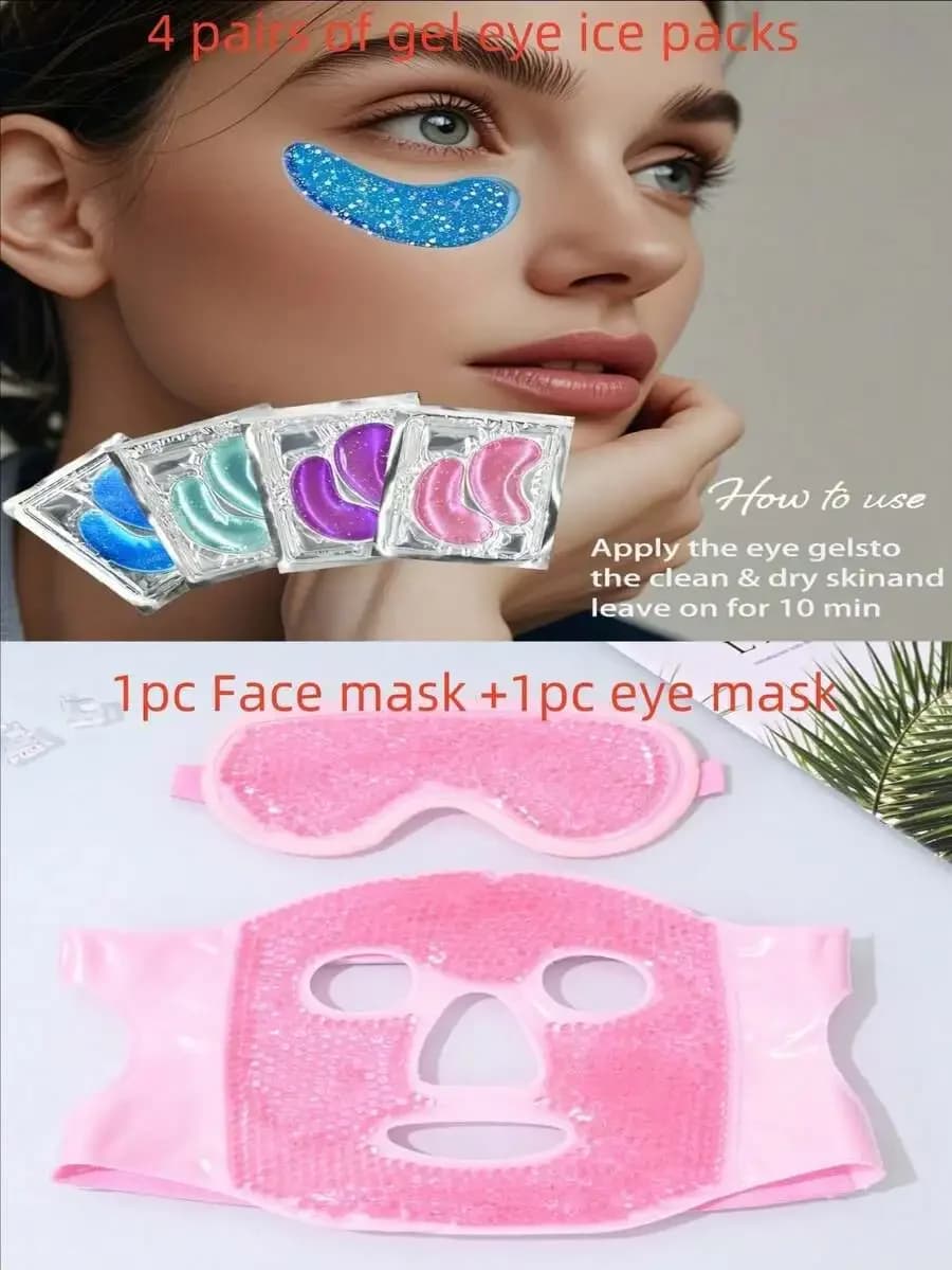 Set di maschere riutilizzabili in gel per occhi e viso per alleviare la fatica