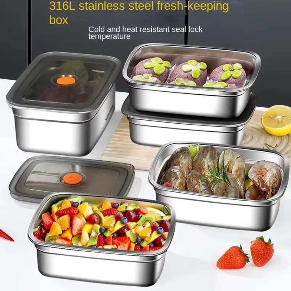 Stainless Steel Large Capacity Leak proof Camping Lunch Box Suitable for Refrigerator Freezer Storage and Microwave Use