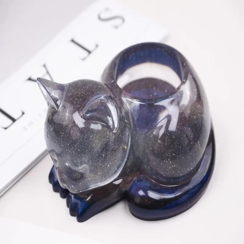 Stampo in silicone per commemorazione gatto addormentato, per portacandele in resina a forma di gatto, regalo commemorativo per animali domestici