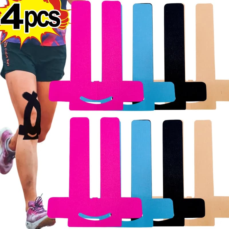 Supporto sportivo elastico in cotone con nastro per ginocchiera da corsa con adesivo di grado medico per l'allenamento, protezione muscolare, resistente al sudore
