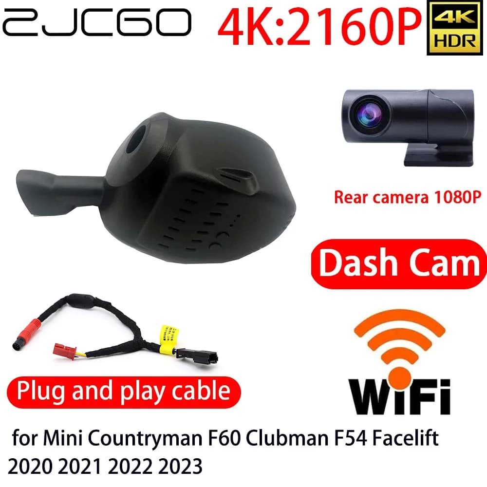 ZJCGO Dash Cam 4K for Car with Wifi, Front and Back Camera, 24h Monitor for Mini Countryman F60 Clubman F54 Facelift 2020 2021 2022 2023