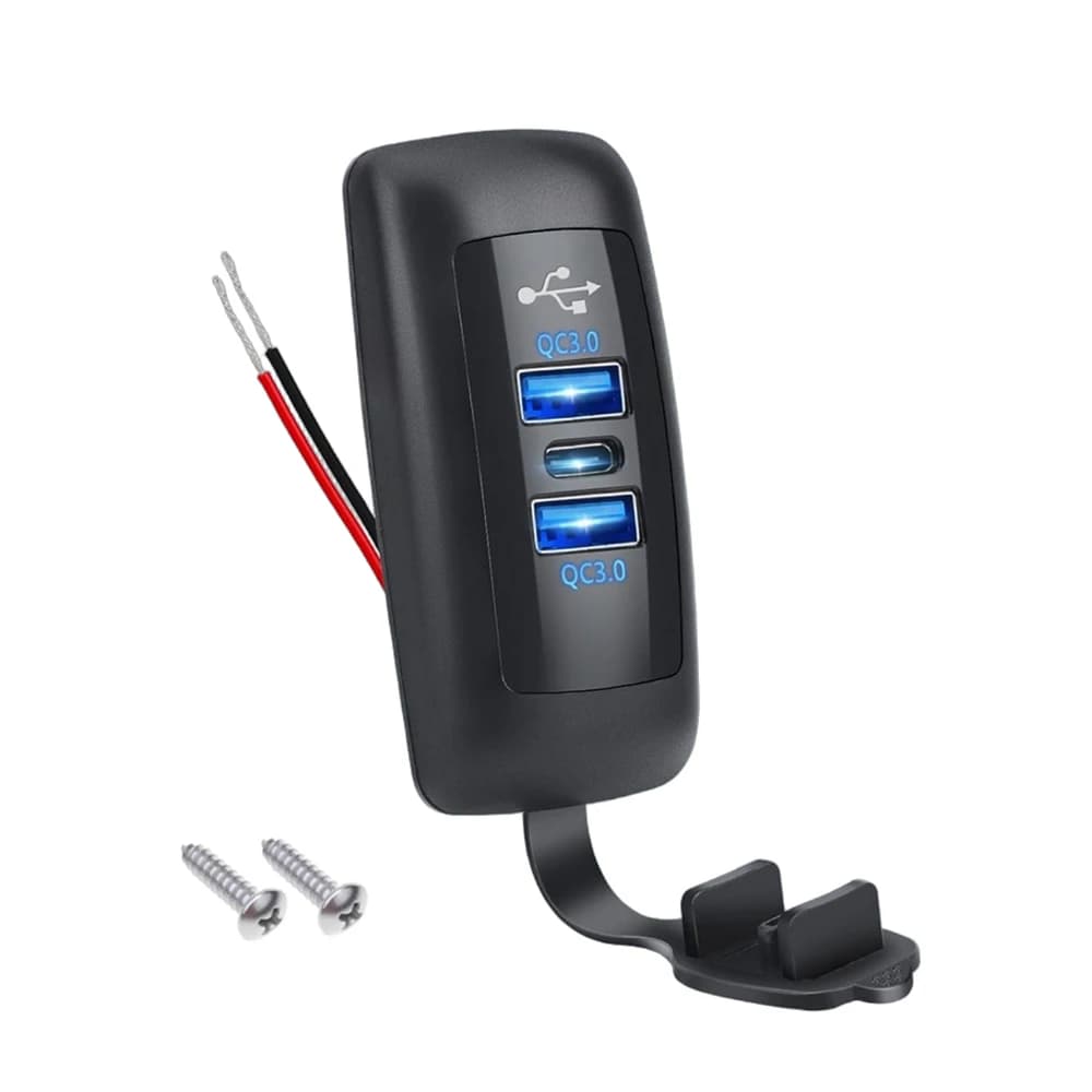3 Ports 12V RV USB Outlet 72W PD3.0 & Dual QC3.0 Wall Surface Mount Panel Automotive USB Socket Adapter for Boat Bus ATV Truck