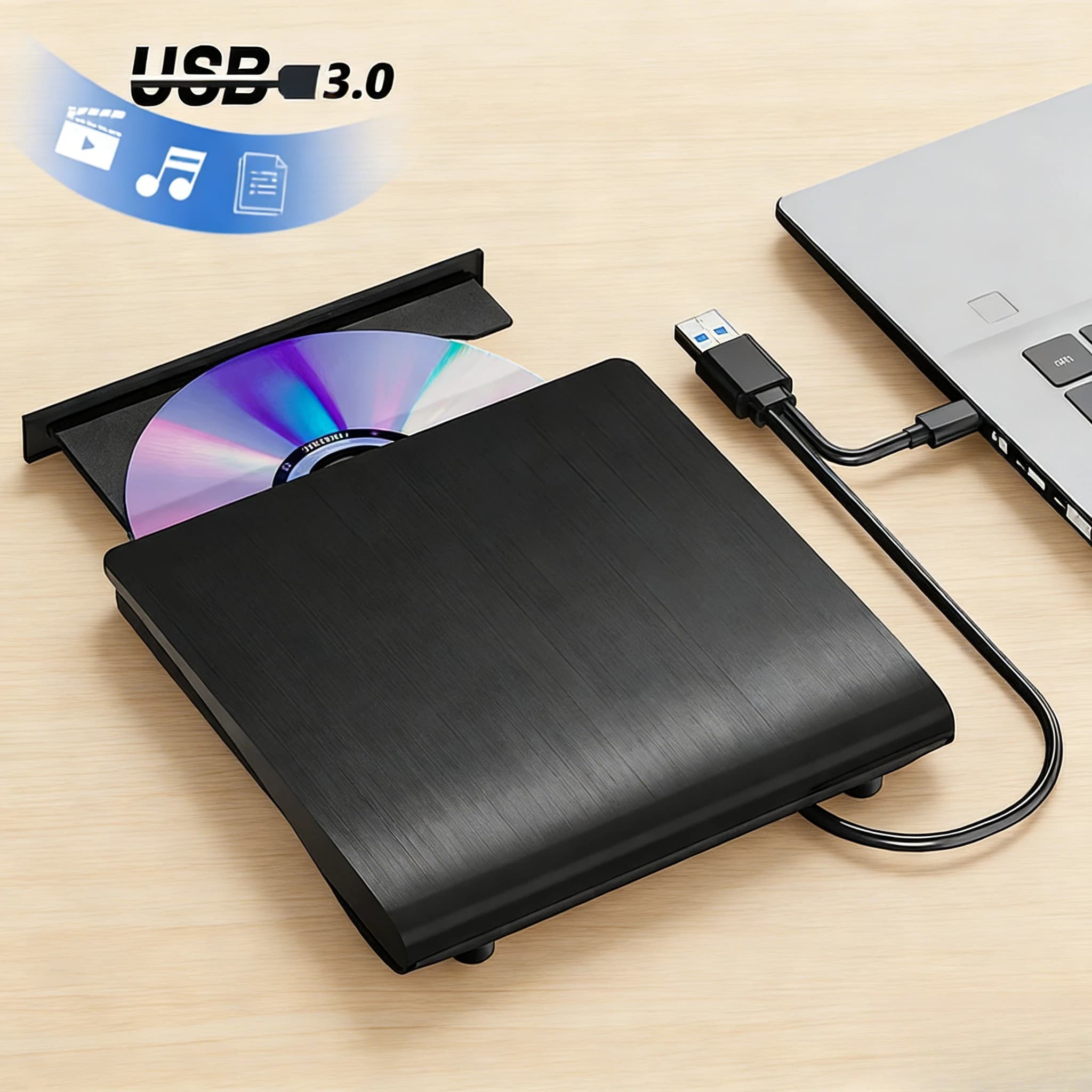 Unità CD DVD RW esterna portatile USB 3.0 Unità ottica USB C Masterizzatore di lettura per PC portatile Windows 11 10 Linux OS Mac