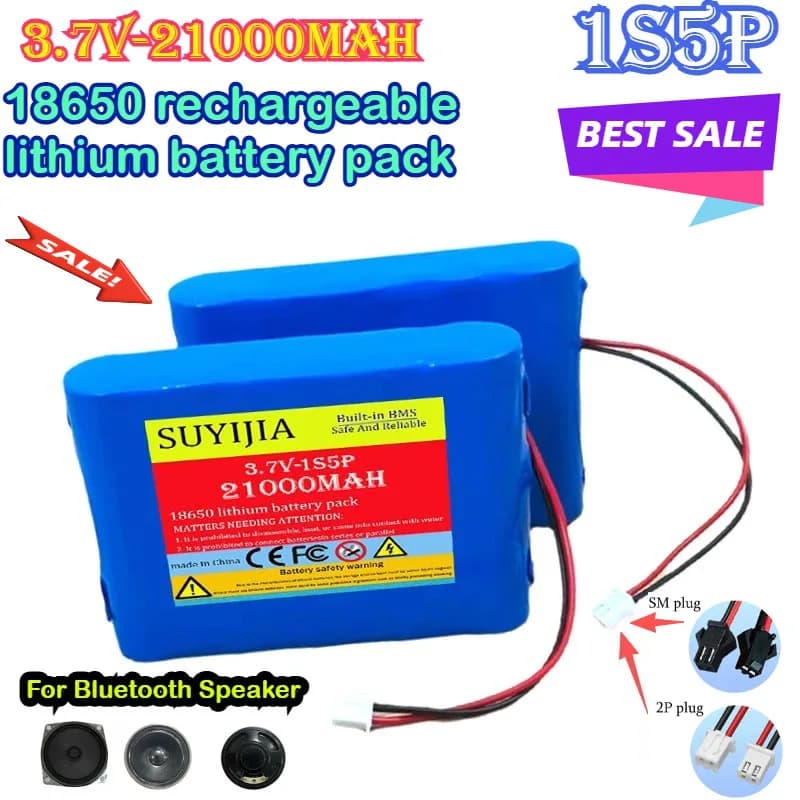 Batteria ricaricabile agli ioni di litio 1S5P 3.7V18650 21AH per altoparlante Bluetooth a luce LED Batteria originale di ricambio