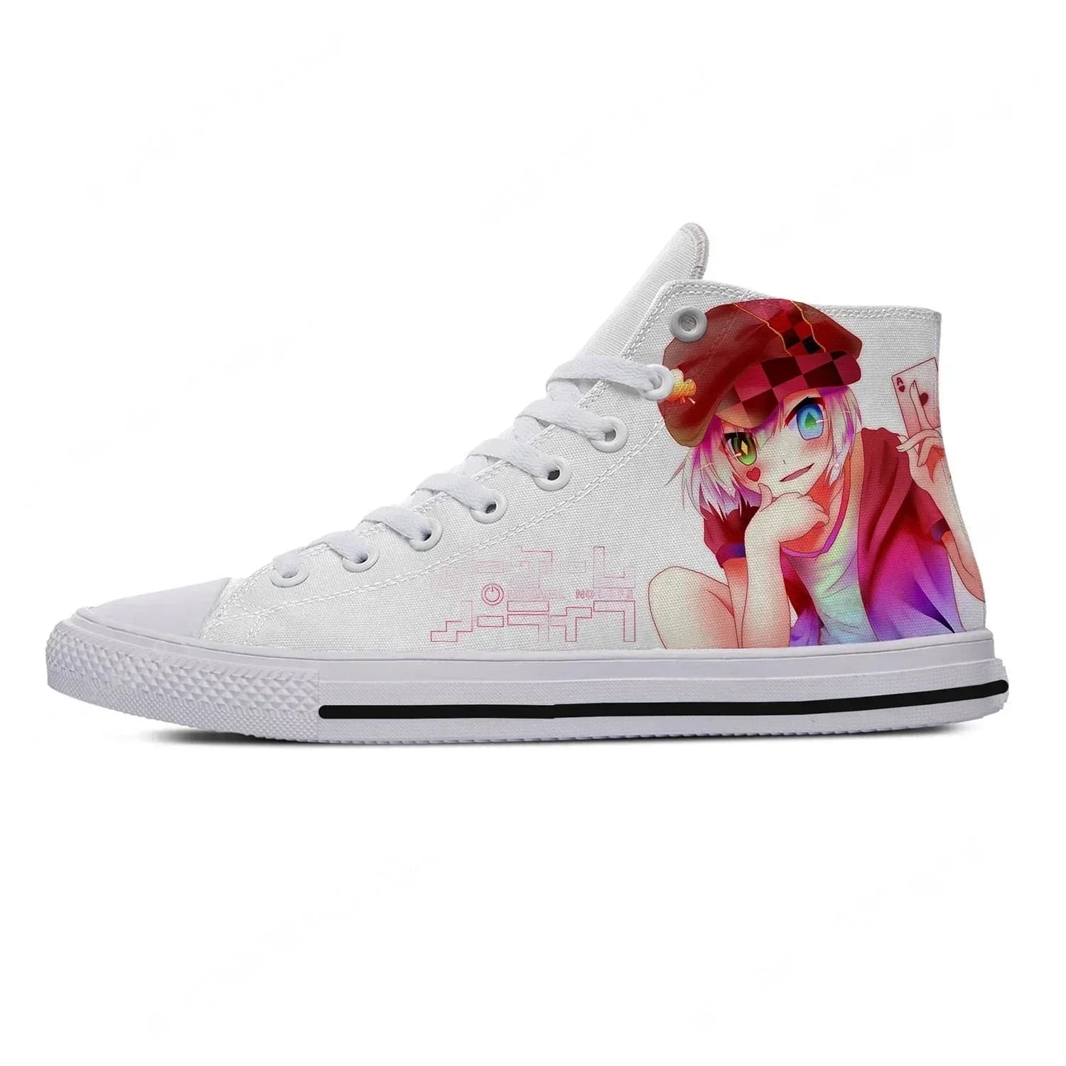 Anime NO GAME NO LIFE Sneakers alte da uomo, donna, adolescente, scarpe casual alla moda, scarpe da corsa in tela, stampa 3D, scarpe leggere