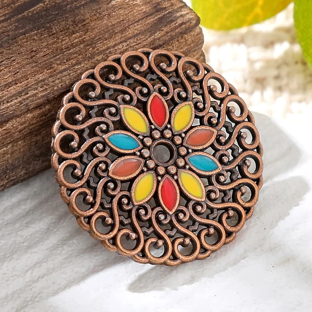 Ciondoli Rotondi Vintage in Rame Bronzato Smaltato Stile Bohemien per Creazione Gioielli Fai da Te, Orecchini, Collane e Accessori Donna