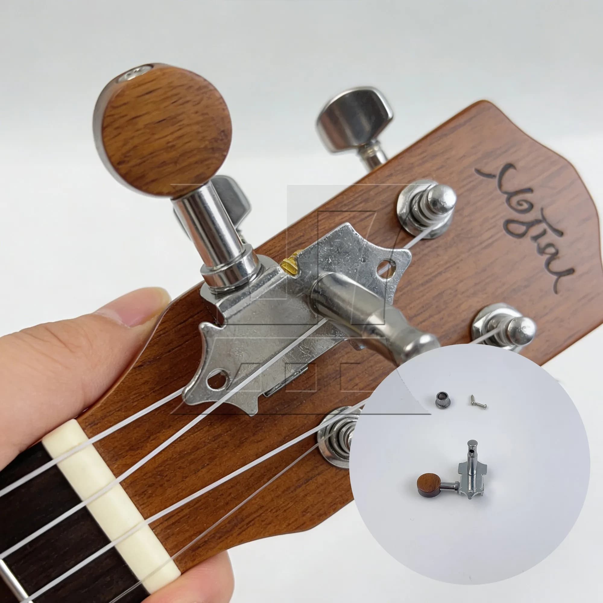 Yibuy 1 pz. Piroetto di Accordatura Sinistro Argento per Ukulele per Regolazione del Tono