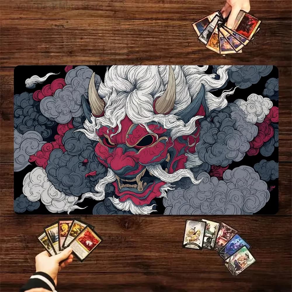 Tappetino per mouse da gaming con maschera giapponese Hannya Oni, grande tappetino da scrivania esteso, base liscia antiscivolo per decorazioni da scrivania per giocatori di anime