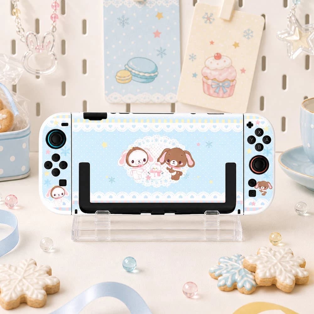 Cartoon Blue Split Case for Nintendo Switch 2/OLED/NS Consoles Dockable Non-slip Shock-resistant Joy-Con Controllers Lite Cover