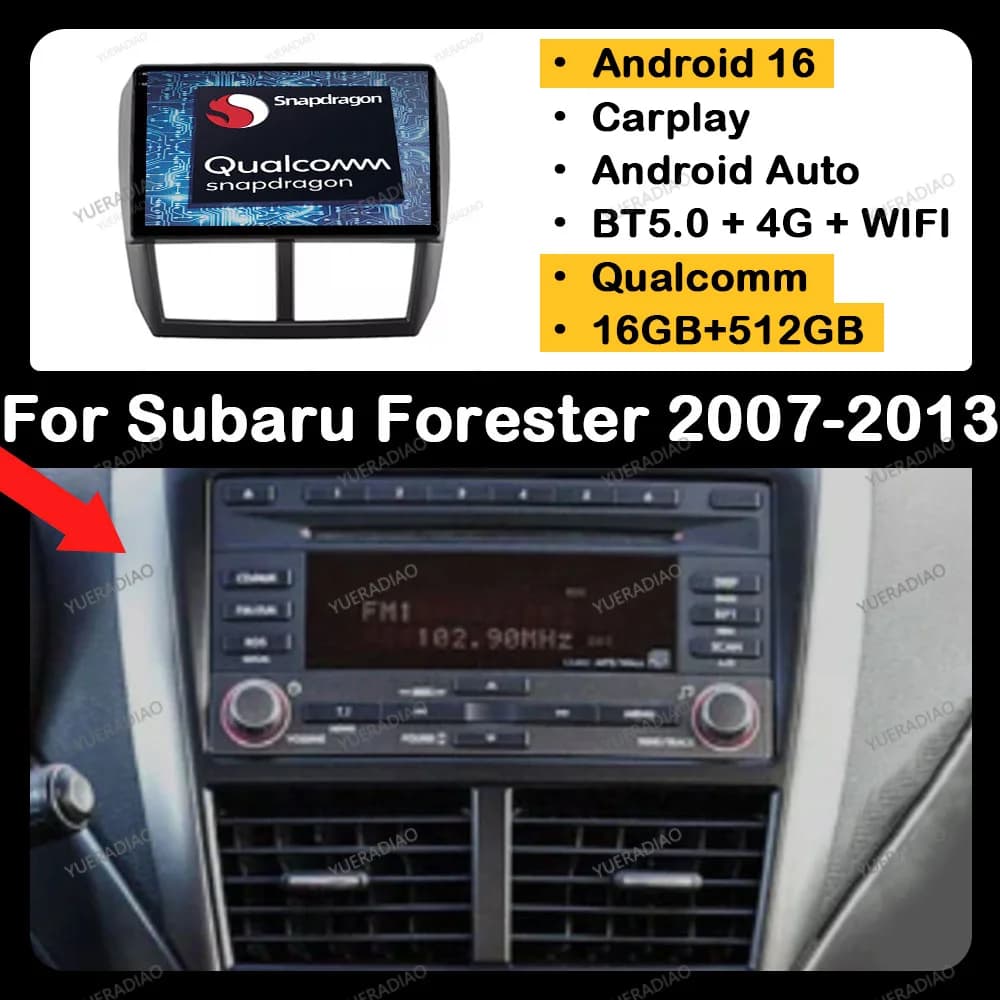 Android 16 Car Radio For Subaru Forester 3 SH 2007 - 2013 For Subaru Impreza GH GE 2007 - 2011 Multimedia Player 4G WIFI NAVI BT
