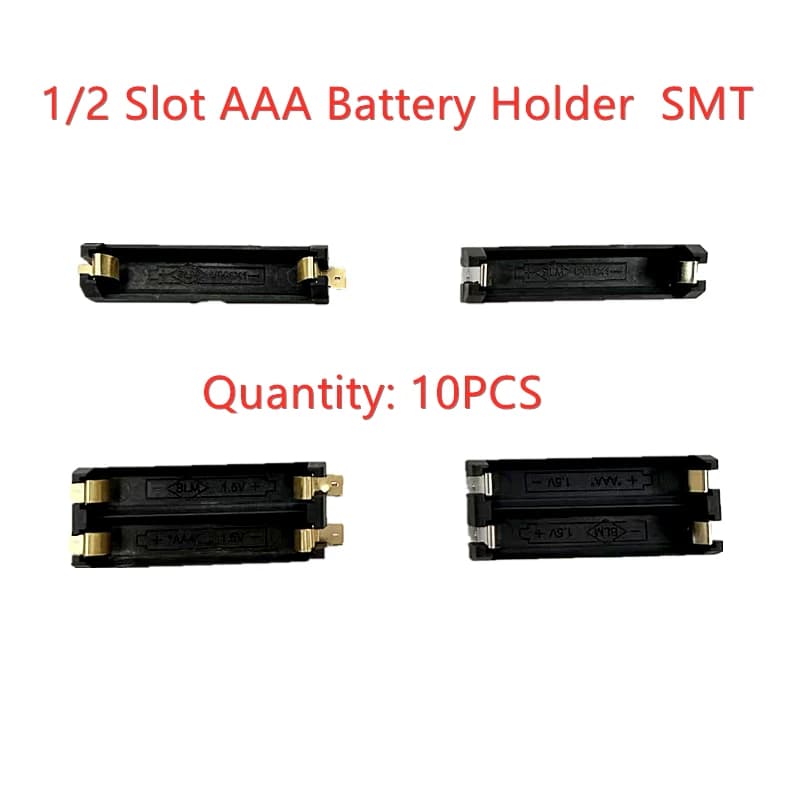 10 pcs 1/2 Slots AAA SMD SMT Battery Holder 1, 2xAAA Battery Box SMD SMT Battery Case with Pin DIY