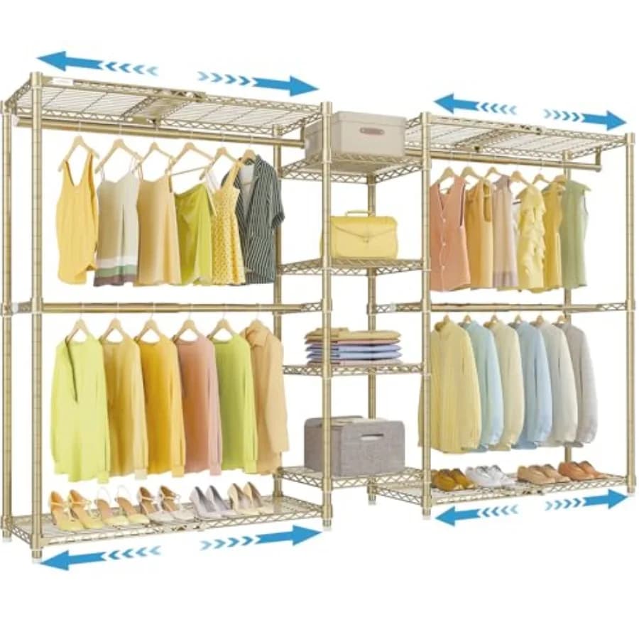 VIPEK X3 Expandable hanger for heavy loads, adjustable from 1.57 m to 2,44 m with adjustable shelves and bars, large, self-supporting