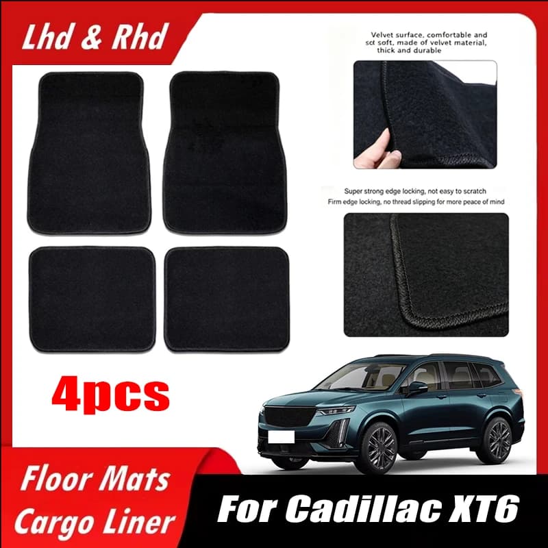 4pcs Car Floor Mats All-Weather Easy To Clean Durable Anti-Slip Interior Protection Floor Liners For Cadillac XT6 Accessories