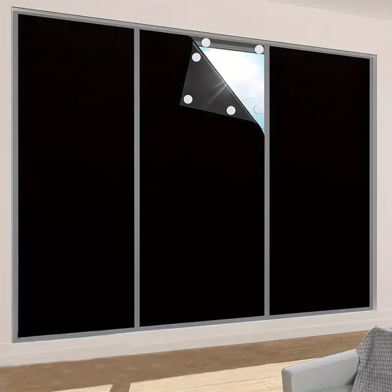95-98% Darkening Tent DIY Portable Travel Removable Darker Lock Window Film Self-adhesive Fabric Window Curtains