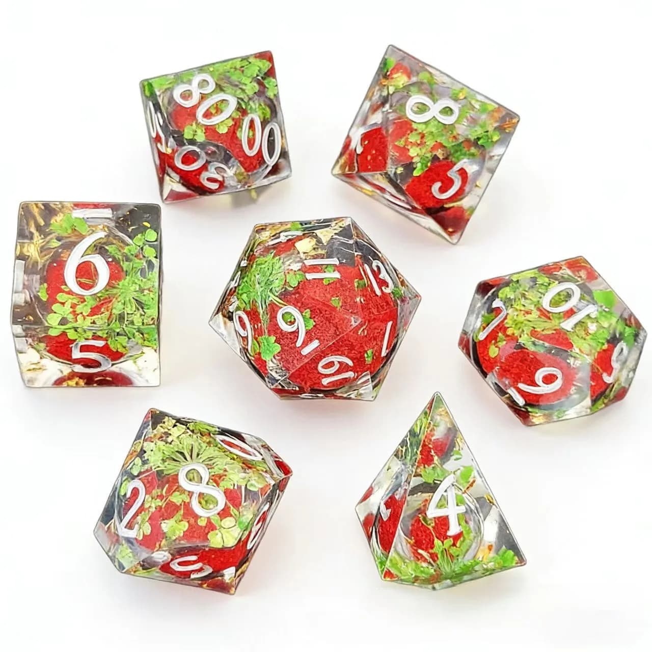 Set di Dadi in Resina per D&D con Nucleo Liquido Floreale, Dadi Blu per Dungeons and Dragons, Set di Dadi D&D con Bordi Affilati