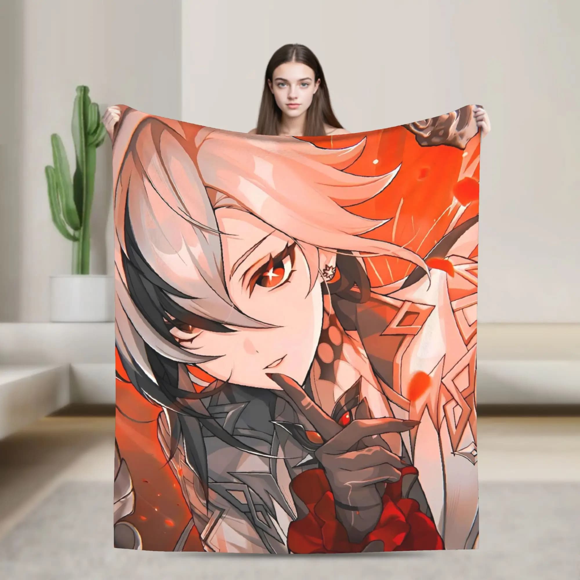 Anime game Genshin Impact Flannel Blankets Warm Soft Throw Blanket for Living Room Decorative Funny Bedspread Sofa Bed Cover