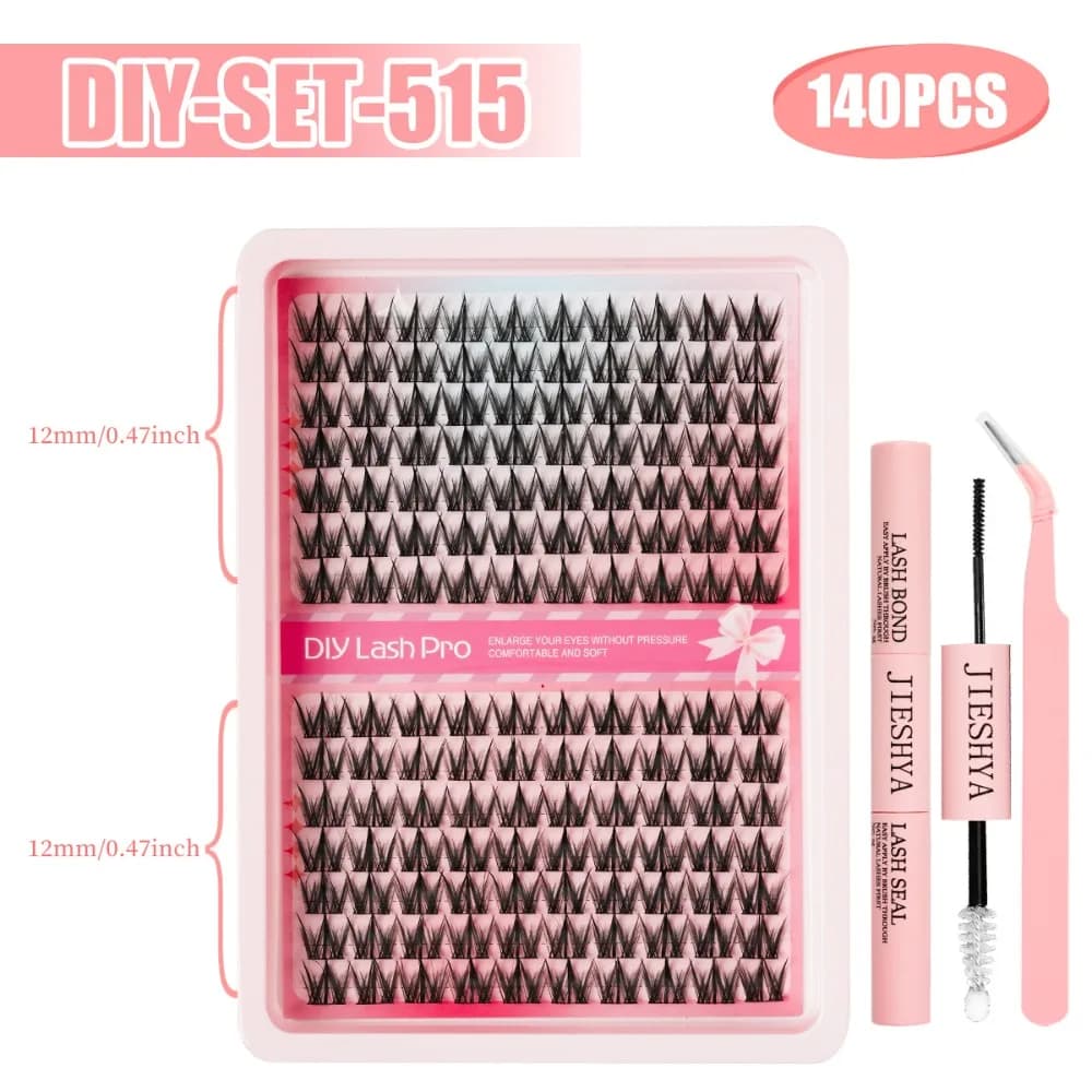 Extension ciglia a ciuffetti 40D fai da te, con banda invisibile, stile occhi di gatto, ciglia finte effetto manga, ciglia singole in visone premium