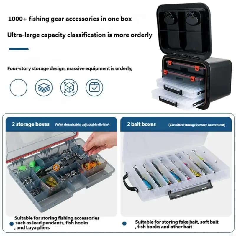 Waterproof Marine Storage Box With Secure Lid For Fishing Baits Tackle Tool On Boats Deck Yachts Cabin Inspection Cover 69HD