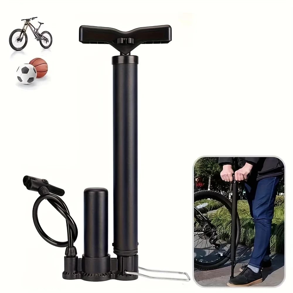 Pompa ad aria da pavimento per bici in lega d'acciaio, compressore d'aria per ciclismo MTB, gonfiatore per pneumatici bici con valvola Schrader/Dunlop