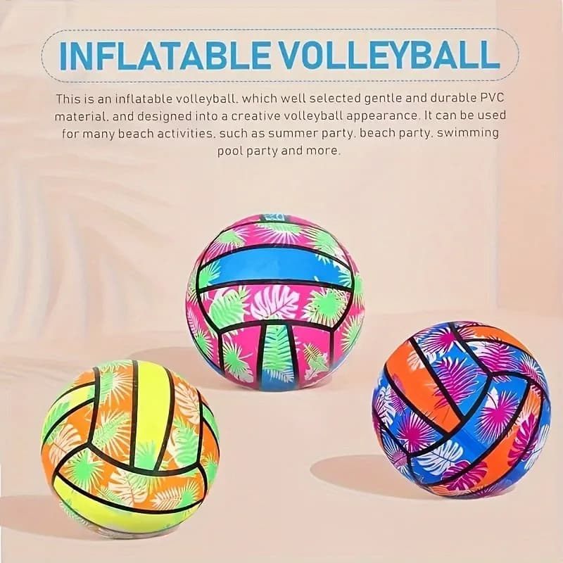 4/2/1 pieces beach inflatable volleyball 4 pieces - PVC pool toys with tropical leaves printing, outdoor summer sports equipment for adults and children