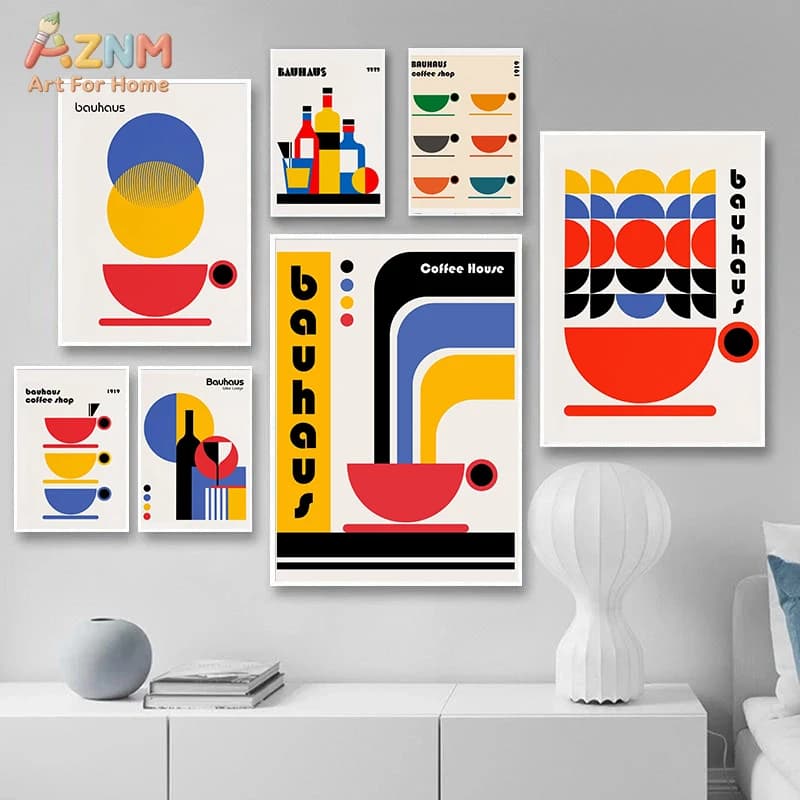 Modern Minimalist Geometry Bauhaus Coffee Art Patterns Posters Canvas Mural Living Room Kitchen Dining Room Home Decoration