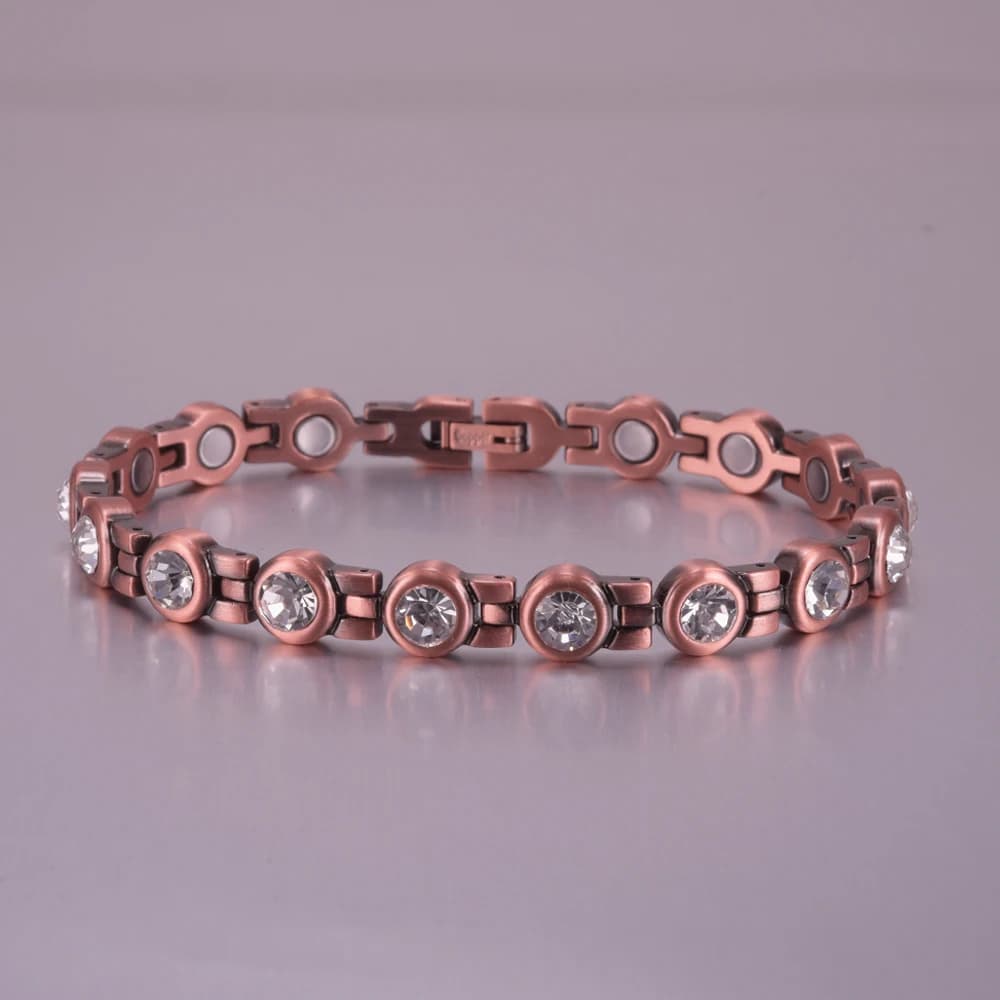 Ikuinen braccialetti magnetici in rame puro per le donne bracciale magnetico con zirconi cubici catena per l'artrite gioielli da sposa con energia sanitaria