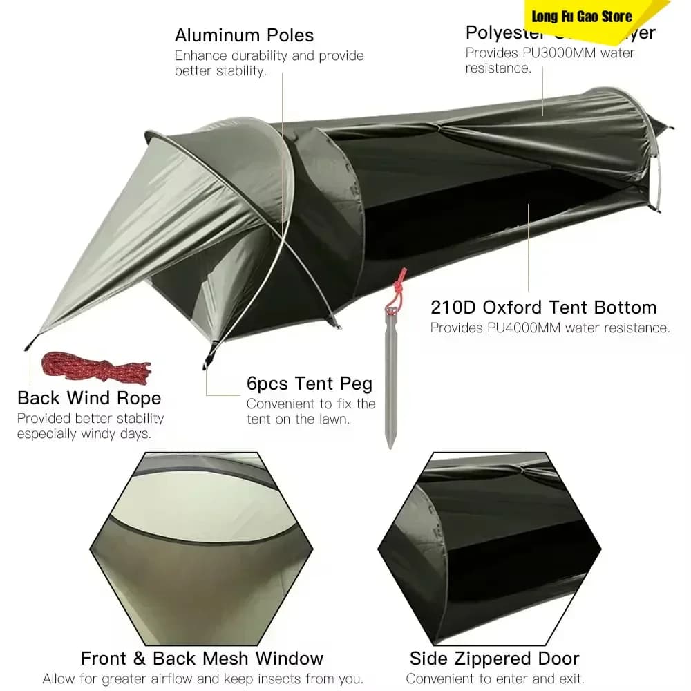 New Ultralight Single Person Tent Waterproof Camping Tent For Outdoor Backpacking Hiking Fishing Camping Tent Travel Accessories