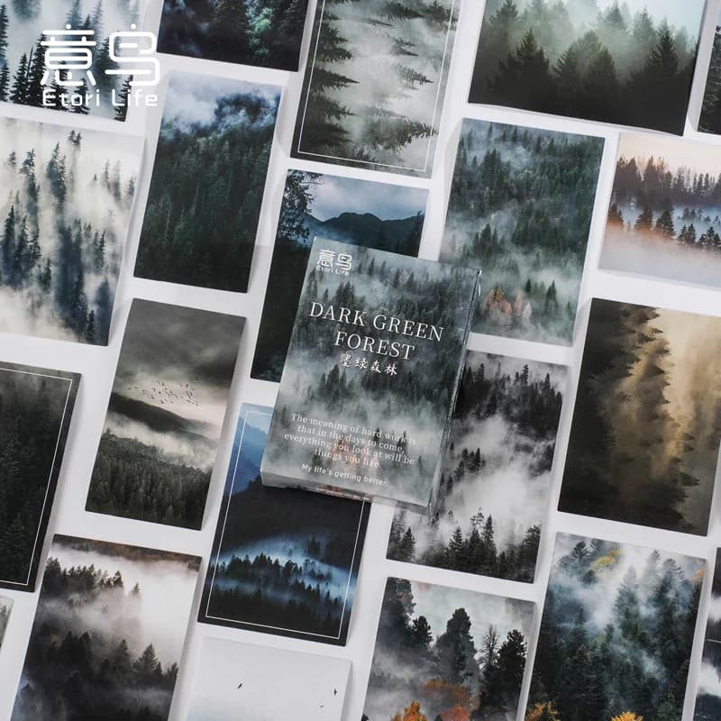 Forest Theme Box Set Stickers Dark Green Journal Album Sealing Decoration Sticker for Scrapbook Craft Creative Supply