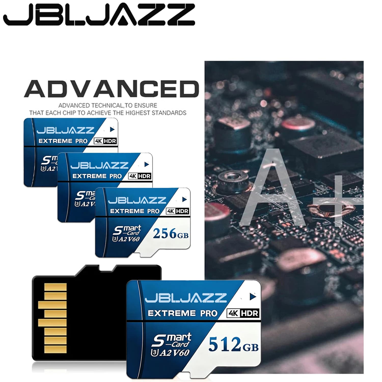 Scheda Micro SD Extreme Pro da 64GB, scheda di memoria SD ad alta velocità U3 V60 4K Full HD, scheda TF Flash da 128 256 512GB per fotocamera, telefono, drone