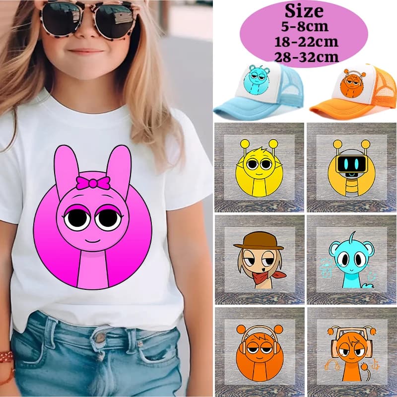 Sprunki Toppe termoadesive per abbigliamento Anime Cartoon Felpa con cappuccio fai da te T-shirt Patch per trasferimento di calore Abbigliamento Adesivi in vinile personalizzati Regali