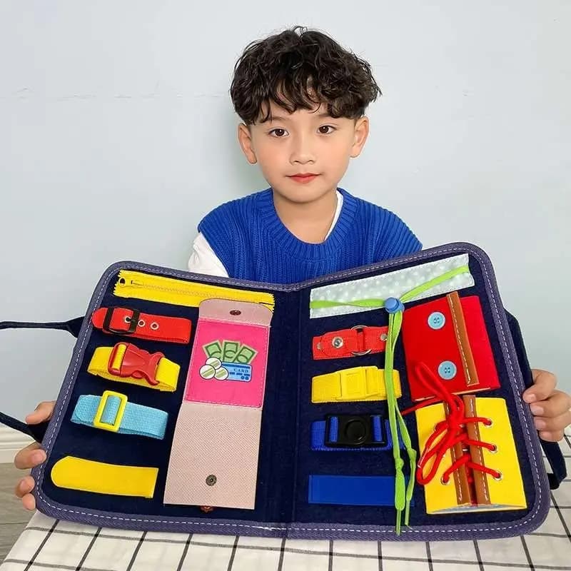Montessori Occupato Bordo Apprendimento Medicazione Capacità di cura personale Giocattoli per l'illuminazione Educazione precoce Insegnamento della vita motoria fine Portatile