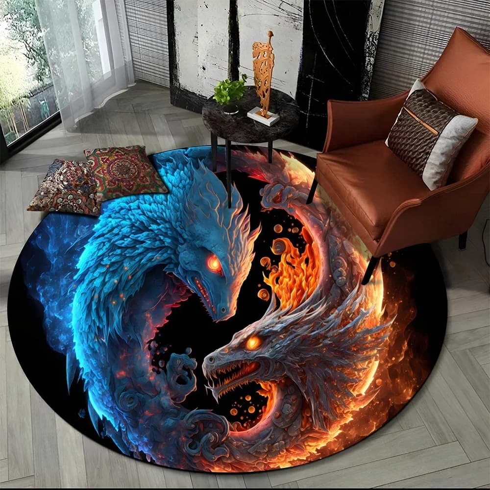 3D round carpet Naturalize Yin and Yang Tai Chi Chinese for living room, bedroom, children's furniture, pet carpet, non-slip mat