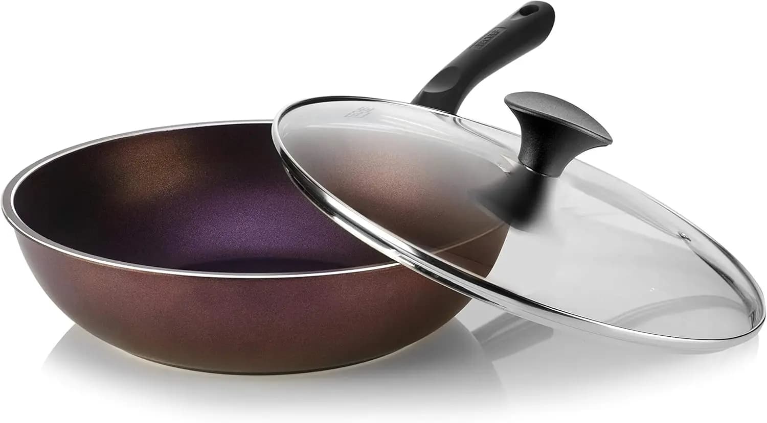 Padella Wok Antiaderente da 12 Pollici con Coperchio, Rivestimento in Teflon Senza PFOA, Prodotta in Corea per Cucinare Stir-Fry