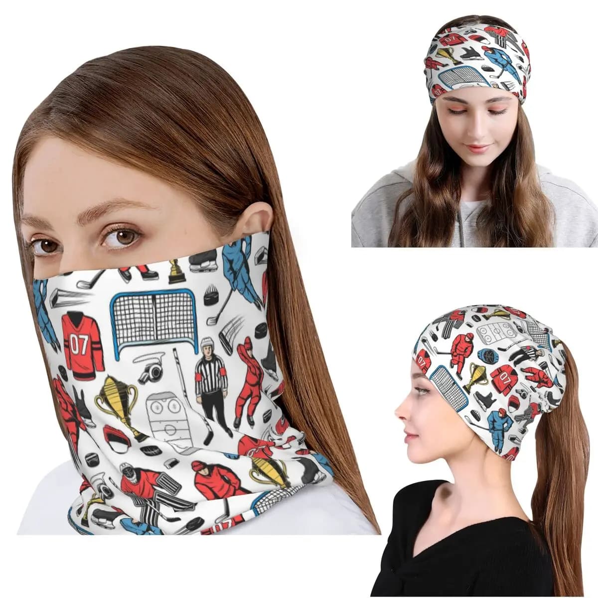 Bandana per giocatori di hockey su ghiaccio, copricollo, maschera, sciarpa, maschera calda per il viso, berretto, cappello unisex per adulti, lavabile
