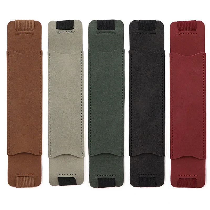 1PC 18*3.5cm Leather Pen Protective Sleeve with Elastic Strap Pen Clip for Notebook Journal Pen Pouch