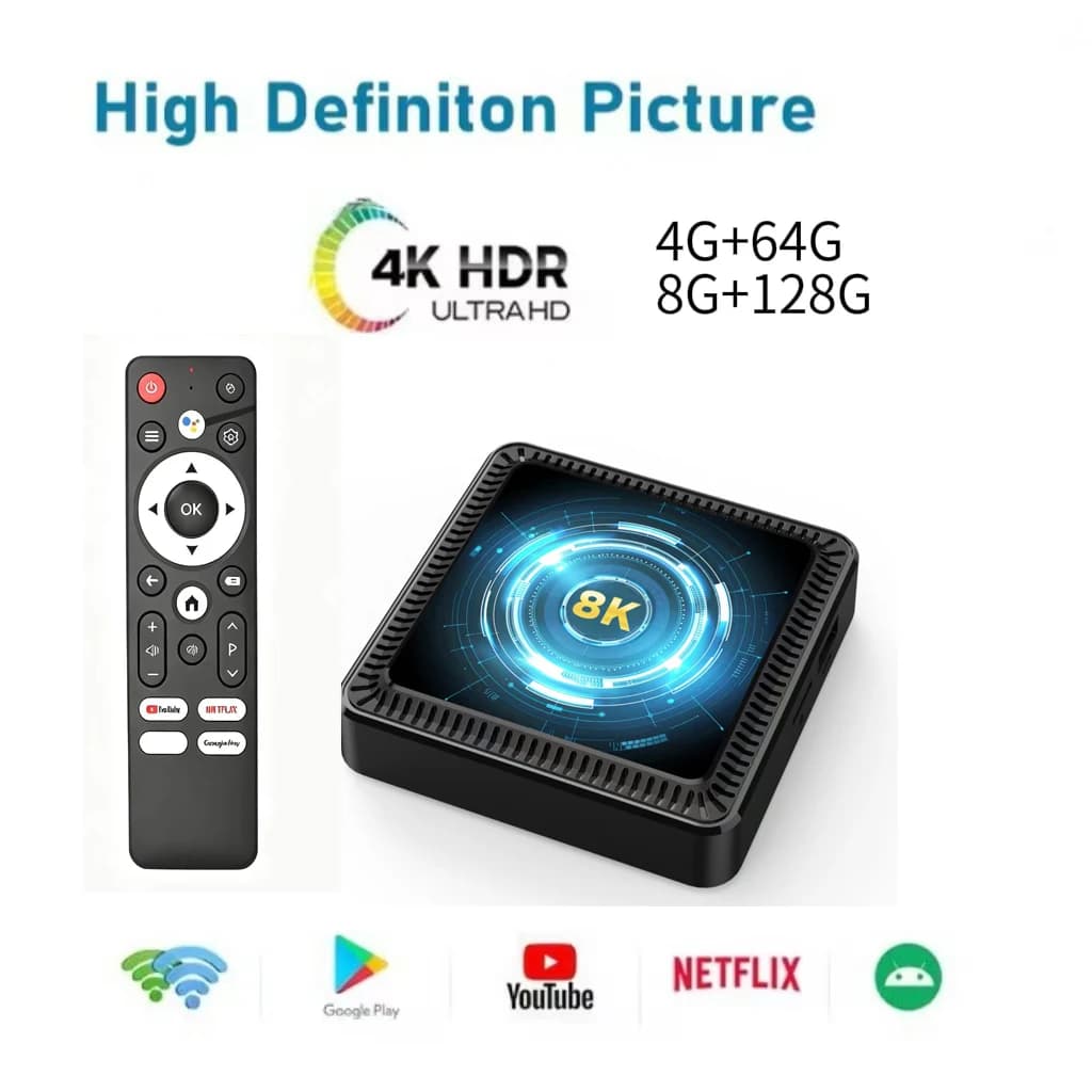 Android 16 Smart TV Box Allwinner H618 8K HDR10 Bluetooth5.4 RAM 4G 8G ROM 32G 64G 128G 256GRAM Video Remote Google Media Player