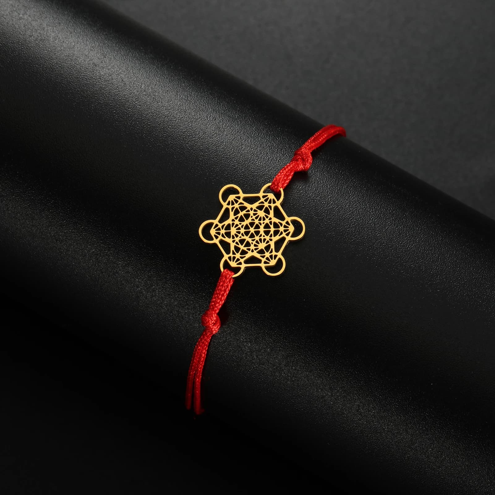 Braccialetti Teamer Cubo di Metatron Arcangelo, Bracciale Geometria Sacra, Amuleto in Acciaio Inossidabile, Gioielli Regolabili con Corda, Regali Religiosi