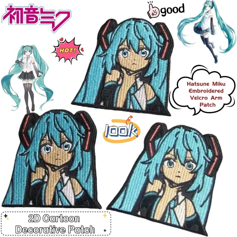 Hatsune Miku 2D Anime Merchandise Embroidered Velcro Braccio Patch Gift Cartoon Creative Cute Backpack Patch Decoration Wholesale