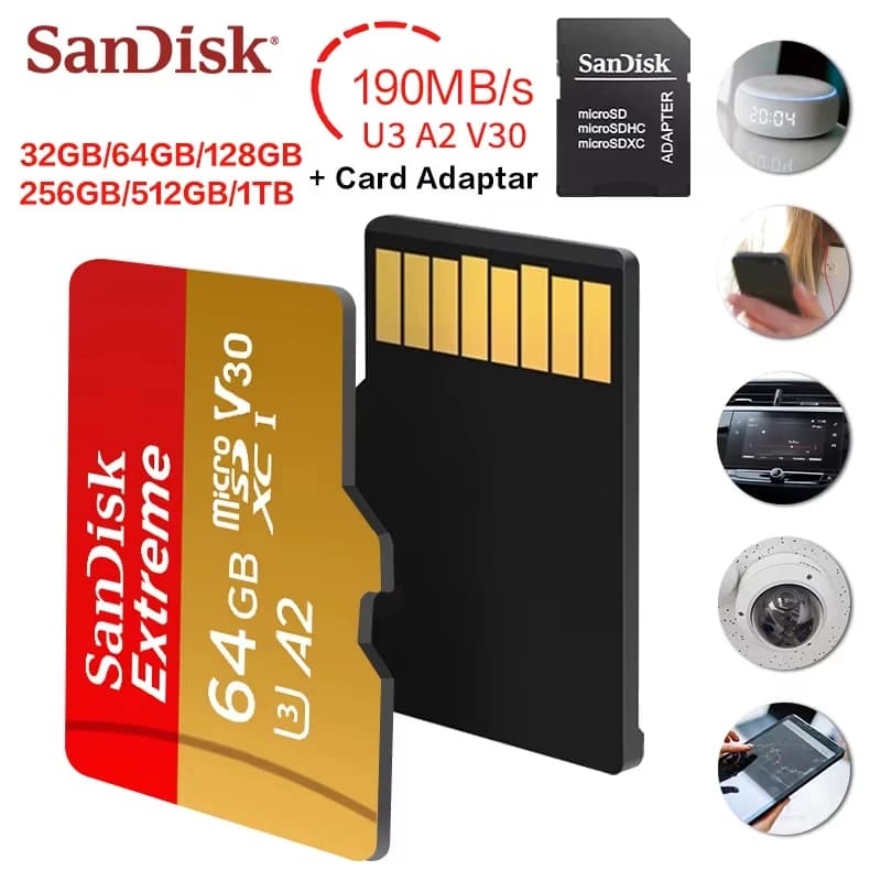 Scheda di Memoria Sandisk Extreme 512GB 256GB 128GB 64GB 32GB TF Micro SD Classe A2 Memoria Flash Microsd