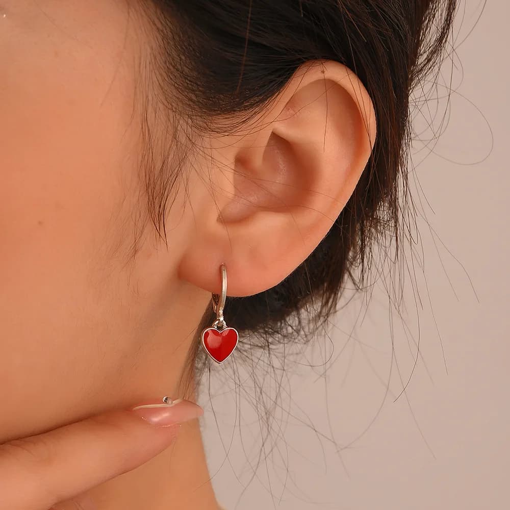 Orecchini Vintage cuore rosso moda orecchini pendenti cuore pesca colorati per le donne orecchini gioielli orecchini Kolczyki Brincos