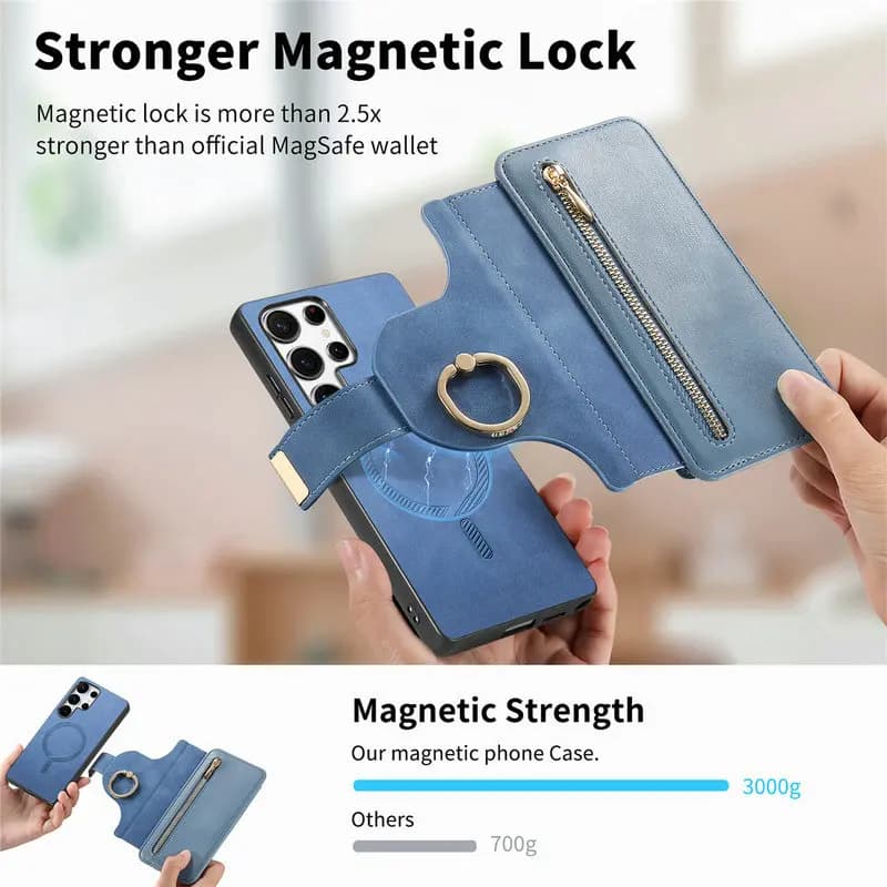 2IN1 Detachable Leather Magnet Card Case for Samsung Galaxy S25 Ultra Edge 5G Flip Cover RFID Wallet Funda Samsung S 25 Plus FE