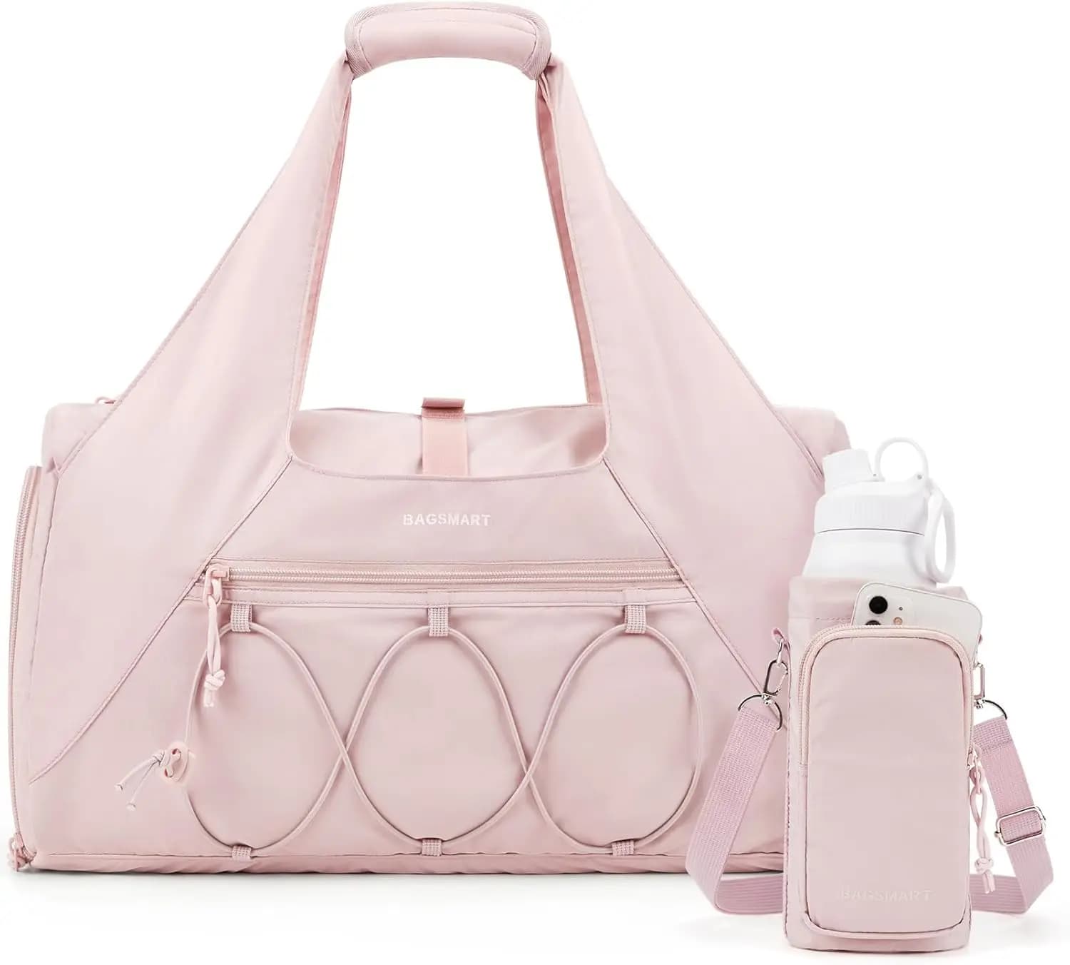 Borsa da viaggio leggera da donna con scomparto per scarpe e tasca impermeabile, ideale per yoga e viaggi, colore rosa