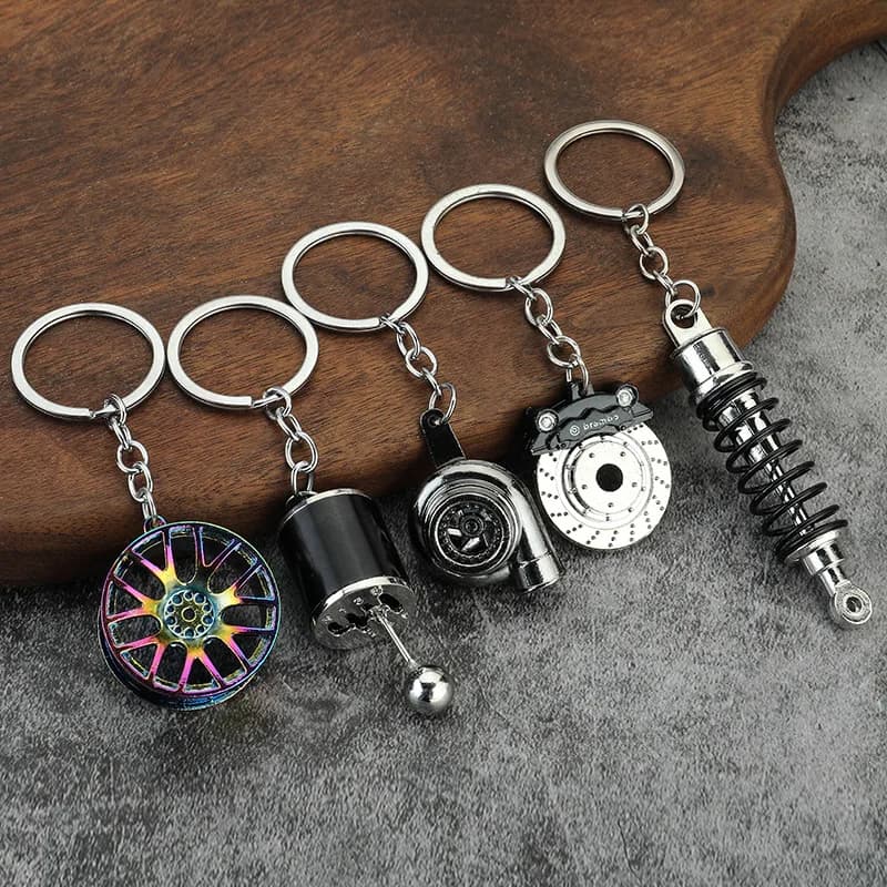 Creative Metal Car Keychain Turbo Wheel Hub Brake Disc Caliper Key Ring Pendant