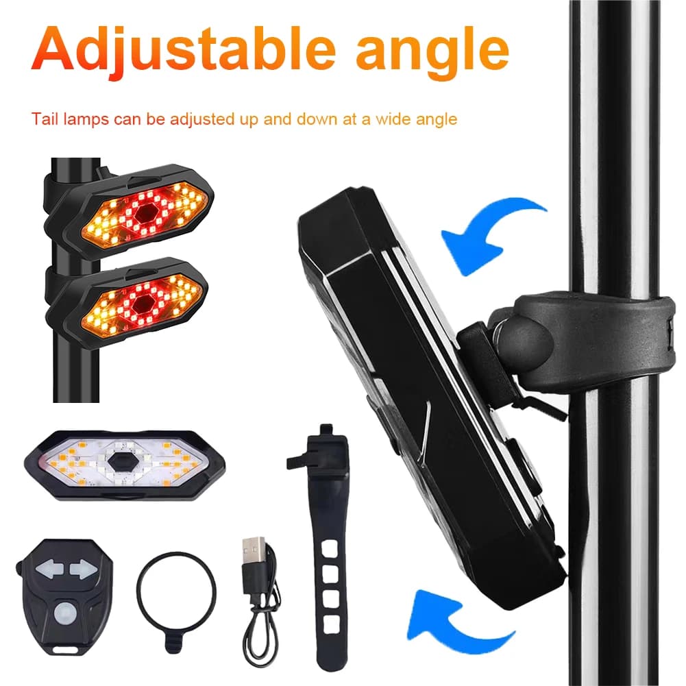 Luci di Segnalazione per Bicicletta Ricaricabili USB, Luci LED Posteriori di Avvertimento, Luce Posteriore con Telecomando Wireless per MTB e Bici da Strada