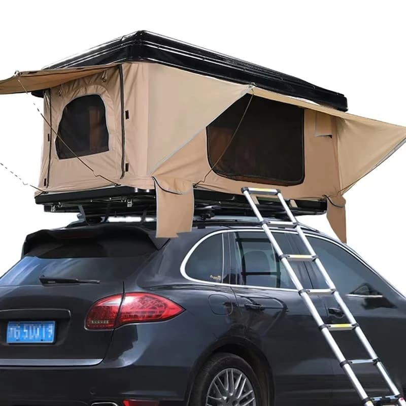 Tenda da tetto per auto ultra pieghevole impermeabile con tetto rigido dritto gonfiabile da campeggio per 2 persone per veicoli per auto Suv
