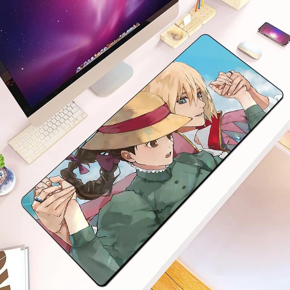 Tappetino per mouse Classic Movie Moving Castle con stampa HD per computer, tappetino per mouse antiscivolo con bordo bloccabile per giocatori, XXL 90x40 cm, tappetino per tastiera e scrivania PC