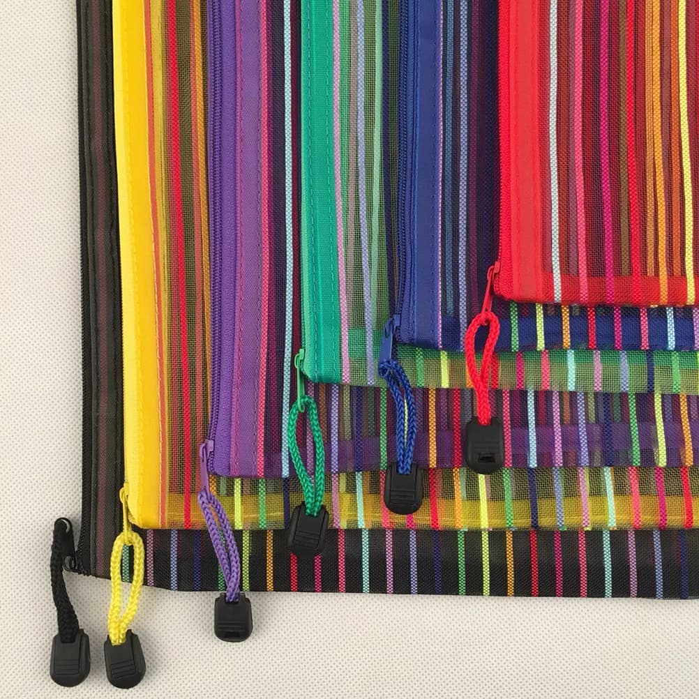 12 sacchetti portadocumenti in rete di nylon colorati con cerniera, portapenne impermeabili portatili, porta documenti per forniture scolastiche e da ufficio