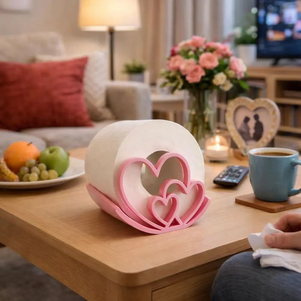 Portarotolo a Forma di Cuore con Base Antiscivolo, Contenitore per Carta Igienica Stampato in 3D, Stabile e Antiruggine, per Casa e Cucina